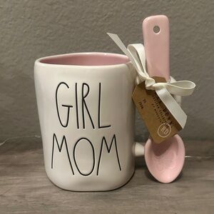 Rae Dunn Girl Mom Mug With Pink Stir Spoon
